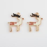 Emaille hangers met zink legering, Zinc Alloy, Christmas Reindeer, gold plated, DIY & glazuur, gemengde kleuren, 23x18x2.10mm, Gat:Ca 1.4mm, Ca 300pC's/Bag, Verkocht door Bag