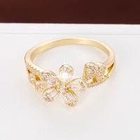 Cubic Zirconia Micro Pave Brass Ring Flower plated fashion jewelry & micro pave cubic zirconia & for woman nickel lead & cadmium free Sold By PC