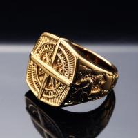 Partículas de acero anillo, Brújula, chapado en color dorado, diverso tamaño para la opción & para hombre, 20mm, tamaño:7-13, Vendido por UD