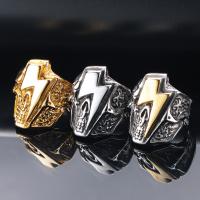 Titanium Staal Finger Ring, Schedel, plated, punk stijl & verschillende grootte voor keus & voor de mens, meer kleuren voor de keuze, Maat:7-13, Verkocht door PC