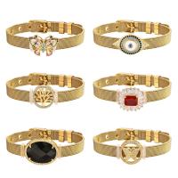 Bracelet Evil Eye bijoux, Acier inoxydable 304, styles différents pour le choix & pour femme & avec strass, doré, Longueur Environ 5.12-7.09 pouce, Vendu par PC