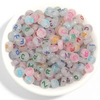 Acrylic Jewelry Beads Flat Round DIY & luminated & enamel 7mm Sold By Bag