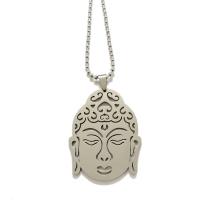 Titanstahl Halskette, Buddha, poliert, Modeschmuck & unisex & verschiedene Stile für Wahl, Silberfarbe, 37x50x2mm, verkauft von PC