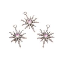 Zinc alliage strass Pendants, alliage de zinc, fleur, Placage, DIY & avec strass, plus de couleurs à choisir, protéger l'environnement, sans nickel, plomb et cadmium, 20x29mm, Trou:Environ 2mm, Environ 50PC/sac, Vendu par sac