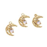 Zinc Alloy Rhinestone Pendants with Glass Rhinestone Moon plated DIY & with rhinestone nickel lead & cadmium free Approx 2mm Approx Sold By Bag