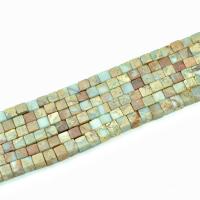 Perline gioielli gemme, diaspro Acqua Terra, Quadrato, DIY, 6x6mm, Venduto per 400 mm filo