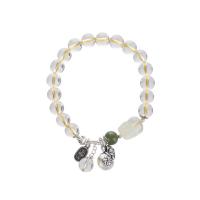 perline citrino braccialetto, with Hetian Jade & ottone, Favolosa bestia selvaggia, placcato color argento, gioielli di moda & per la donna, 7.60mm, Lunghezza Appross. 7 pollice, Venduto da PC