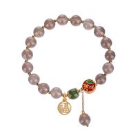 agate grise bracelet, avec Hetian Jade & laiton, Placage de couleur d'or, bijoux de mode & pour femme, 8mm, Longueur Environ 7 pouce, Vendu par PC