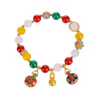 agate mixte bracelet, avec laiton, bijoux de mode & pour femme, 8mm, Longueur Environ 7 pouce, Vendu par PC