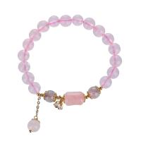 Rose Quartz Βραχιόλι, με Φεγγαρόπετρα & Ορείχαλκος, κοσμήματα μόδας & για τη γυναίκα, 8mm, Μήκος Περίπου 7 inch, Sold Με PC