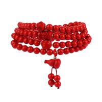 Cinnabar Armband, met Messing, Kalebas, gepolijst, mode sieraden & multilayer & voor vrouw, 6mm, 108pC's/Strand, Verkocht door Strand