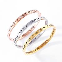 Pulseira de aço titânio, Partículas de aço, joias de moda & polido & micro pavimento em zircônia cúbica & para mulher, Mais cores pare escolha, 55-56*6mm, vendido por PC