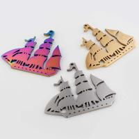 Roestvrij stalen sieraden Hangers, 304 roestvrij staal, Sail Boat, Vintage & DIY, meer kleuren voor de keuze, 36x38x1mm, Gat:Ca 1mm, Verkocht door PC