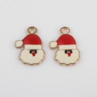 Pingentes de Natal de liga de zinco, Papai Noel, cromado de cor dourada, DIY & esmalte, cores misturadas, 18.70x12x2.40mm, Buraco:Aprox 2mm, Aprox 300PCs/Bag, vendido por Bag