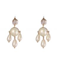 Zinklegering oorknoppen, Zinc Alloy, met Plastic Pearl, mode sieraden & voor vrouw & met strass, nikkel, lood en cadmium vrij, 50mm, Verkocht door pair