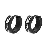 Huggie Orecchino ad anello, 304 acciaio inox, gioielli di moda & per l'uomo, nero, 13x4mm, Venduto da coppia