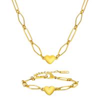 Sets de Joyas, Partículas de acero, Corazón, Joyería & diferentes estilos para la opción & para mujer, dorado, Vendido por UD