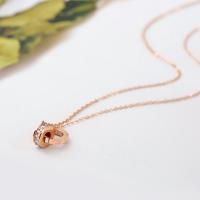 Collier d'acier titane, avec 1.97inch chaînes de rallonge, bijoux de mode & pour femme & avec strass, couleur or rose, Vendu par Environ 15.75 pouce brin