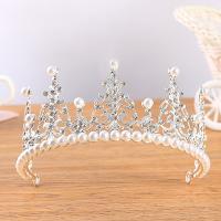 Tiaras, Cink ötvözet, -val Műanyag Pearl, ezüst színű bevonattal, divat ékszerek & a nő & strasszos, ezüst, nikkel, ólom és kadmium mentes, Belső átmérő:Kb 150mm, Által értékesített PC