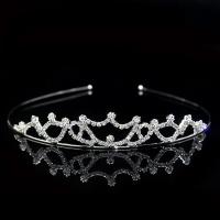 Tiaras, Sárgaréz, ezüst színű bevonattal, a nő & strasszos, nikkel, ólom és kadmium mentes, 20mm, Belső átmérő:Kb 120x140mm, Által értékesített PC