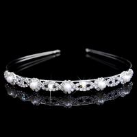 Tiaras, metal, con Perlas plásticas, chapado en color de plata, para mujer & con diamantes de imitación, libre de níquel, plomo & cadmio, 11mm, diámetro interior:aproximado 120mm, Vendido por UD