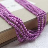 Spacer Kralen Sieraden, Natuurlijke Lepidoliet, DIY, purper, 4mm, Ca 90pC's/Strand, Per verkocht Ca 38 cm Strand