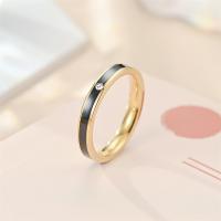 Vinger Ring in edelstaal, 201 Roestvrij staal, met glazuur, gepolijst, uniseks & verschillende grootte voor keus & met strass, meer kleuren voor de keuze, nikkel, lood en cadmium vrij, 4mm, Verkocht door PC