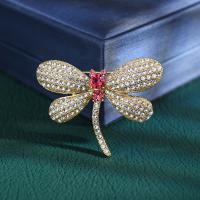 Zinc Alloy Brocher, Dragonfly, forgyldt, for kvinde & med rhinestone, flere farver til valg, nikkel, bly & cadmium fri, 46mm, Solgt af PC