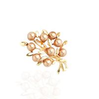 Zinklegering broches, Zinc Alloy, met Plastic Pearl, plated, uniseks & met strass, meer kleuren voor de keuze, 50x39mm, Verkocht door PC