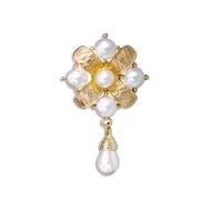 Zinklegering broches, Zinc Alloy, met Plastic Pearl, plated, voor vrouw, gouden, Verkocht door PC