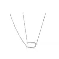 Collane d'argento sterlina, 925 argento sterlina, with 5CM extender chain, placcato, per la donna & con strass, color platino, Lunghezza Appross. 40 cm, Venduto da PC