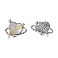 Sterling Silver Jewelry orecchino, 925 argento sterlina, with acrilico, Cuore, placcato, per la donna & con strass, color platino, 13x10mm, Venduto da coppia