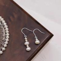 925 Sterling Silver Drop &  Dangle Earrings with Plastic Pearl plated for woman silver color 25mmuff0c15mm Sold By Pair