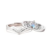 925 Sterling Silver pari Ring, kanssa Sea Opal, Kruunu, eri tyylejä valinta & Micro Pave kuutiometriä zirkonia, Myymät PC