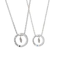 argent sterling 925 collier de couples, Plaqué de platine, unisexe & chaîne ovale & styles différents pour le choix & avec le motif de lettre & pavé de micro zircon, Vendu par PC