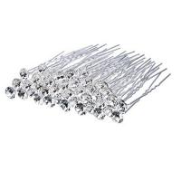 Palillos para el Cabello, fundición, Joyería & para mujer & con diamantes de imitación, plateado, libre de níquel, plomo & cadmio, 65*8mm,45*45*80mm, 20PCs/Caja, Vendido por Caja