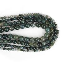 Přírodní Moss Achát Korálky, Moss Agate, Krug, možete DIY & različite veličine za izbor, Prodano Per Približno 38 cm Strand