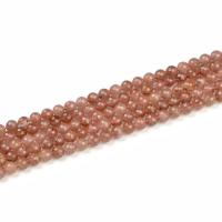 Koraliki Biżuteria naturalny kwarc, Strawberry Quartz, Koło, DIY, czerwony, 8mm, sprzedawane na 380 mm Strand