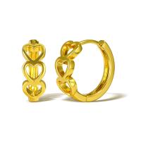 Brass Leverback Earring Heart real gold plated for woman golden Sold By Pair