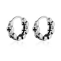 Titanium Staal Earring, Oversteken, plated, voor de mens, oorspronkelijke kleur, Verkocht door PC