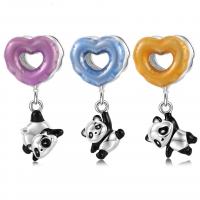 925 Sterling Silver Beads Panda DIY & enamel & hollow Sold By PC