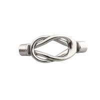 Stainless Steel Leather Cord Sluiting, 304 roestvrij staal, DIY, oorspronkelijke kleur, 44x18x9mm, Gat:Ca 6mm, 10pC's/Lot, Verkocht door Lot