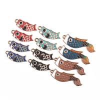 Zinc Alloy émail Pendants, alliage de zinc, poisson, Placage de couleur d'or, DIY & normes différentes pour le choix, plus de couleurs à choisir, Environ 100PC/sac, Vendu par sac