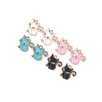 Zinc Alloy Enamel Pendants Cat gold color plated DIY Approx Sold By Bag