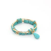 Bracelets turquoises de mode, laiton, avec turquoise, Double couche & bijoux de mode & pour femme, protéger l'environnement, sans nickel, plomb et cadmium, Longueur Environ 6.3 pouce, Vendu par PC