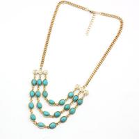 Collier de mode Multi couche, alliage de zinc, avec turquoise, bijoux de mode & multicouche & pour femme, protéger l'environnement, sans nickel, plomb et cadmium, Longueur Environ 16.53 pouce, Vendu par PC