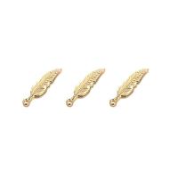 Zink legering Feather Pendler, Zinc Alloy, guldfarve belagt, du kan DIY, nikkel, bly & cadmium fri, 7x30mm, Solgt af PC