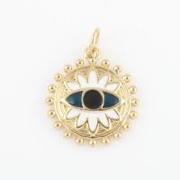 Evil Eye Hängen, Mässing, Rund, guldfärg pläterade, DIY & emalj, nickel, bly och kadmium gratis, 23.20x17.60x2.30mm, Säljs av PC