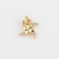 Cubic Zirconia (CZ) Brass Hängen, Mässing, med Cubic Zirconia, Pinwheel, guldfärg pläterade, DIY, nickel, bly och kadmium gratis, 11.30x7.30x1.80mm, Säljs av PC