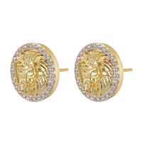 Cubic Zirconia Micro Pave Brass Earring plated Unisex & micro pave cubic zirconia Sold By Pair